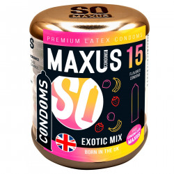 ПРЕЗЕРВАТИВЫ MAXUS EXOTIC MIX № 15 (гладкие, цветные, ароматизированные) в кейсе, арт. 0901-060 ПРЕЗЕРВАТИВЫ MAXUS EXOTIC MIX № 15 (гладкие, цветные, ароматизированные) в кейсе, арт. 0901-060