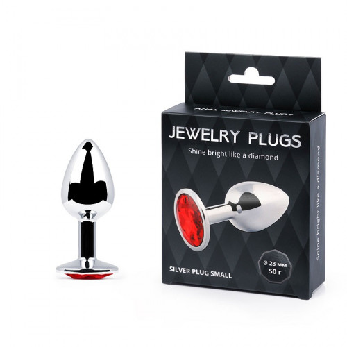SILVER PLUG SMALL (втулка анальная) цвет кристалла красный, L 72 мм, D 28 мм, вес 50г, арт. SS-16 SILVER PLUG SMALL (втулка анальная) цвет кристалла красный, L 72 мм, D 28 мм, вес 50г, арт. SS-16