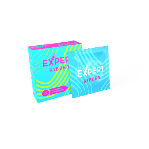 ПРЕЗЕРВАТИВЫ EXPERT RIBBED № 3 (РЕБРИСТЫЕ) NEW, 3 штуки