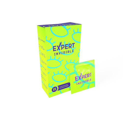 ПРЕЗЕРВАТИВЫ EXPERT INVISIBLE № 15 (ОСОБО ТОНКИЕ) NEW, 15 штук