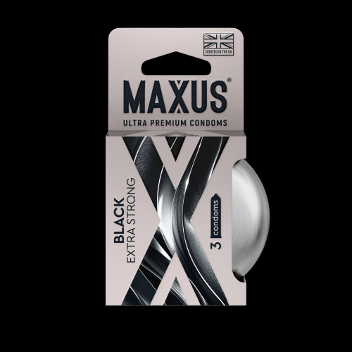 ПРЕЗЕРВАТИВЫ MAXUS EXTRA STRONG № 3 X-EDITION (черные, утолщенные, гладкие) в кейсе, арт. 0901-116